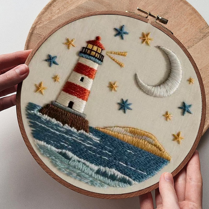 Rubbyoo Embroidery Kit - Nightfall Lighthouse | Ocean-inspired Art | Home Display Piece - image 7