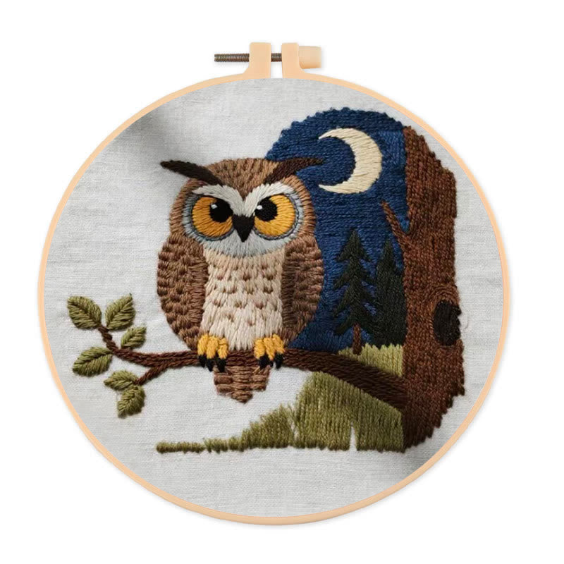 Rubbyoo Embroidery Kit - Moonlit Owl | Twilight Nature Art | Refined Home Showcase - 20*20cm - image 0