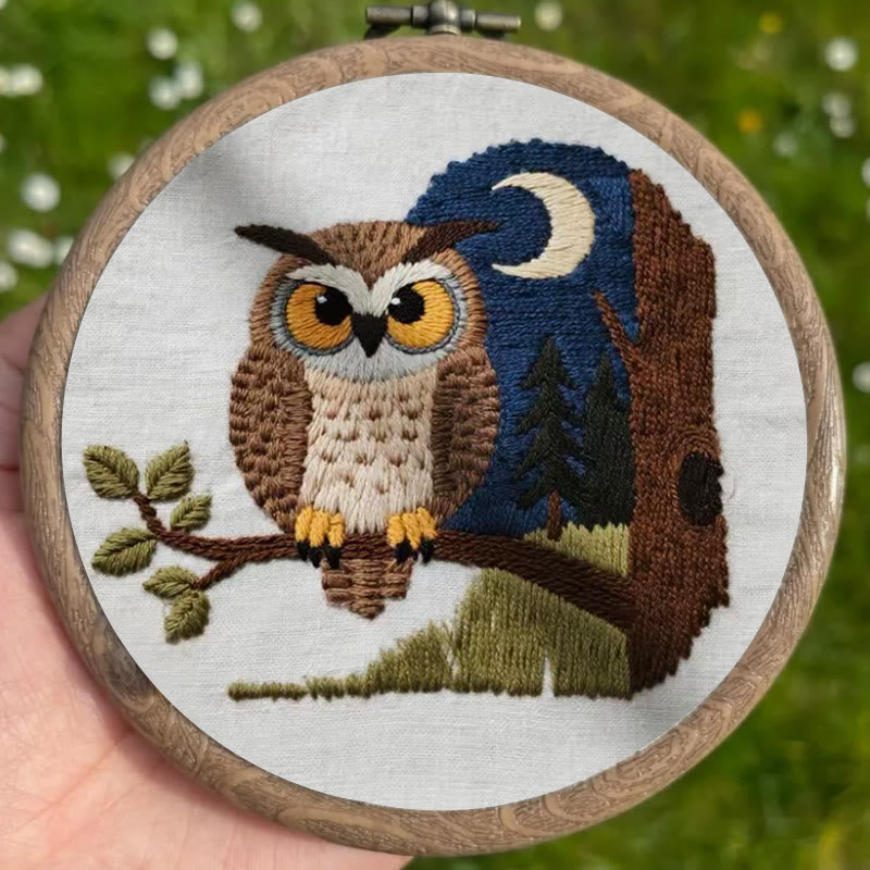 Rubbyoo Embroidery Kit - Moonlit Owl | Twilight Nature Art | Refined Home Showcase - image 2