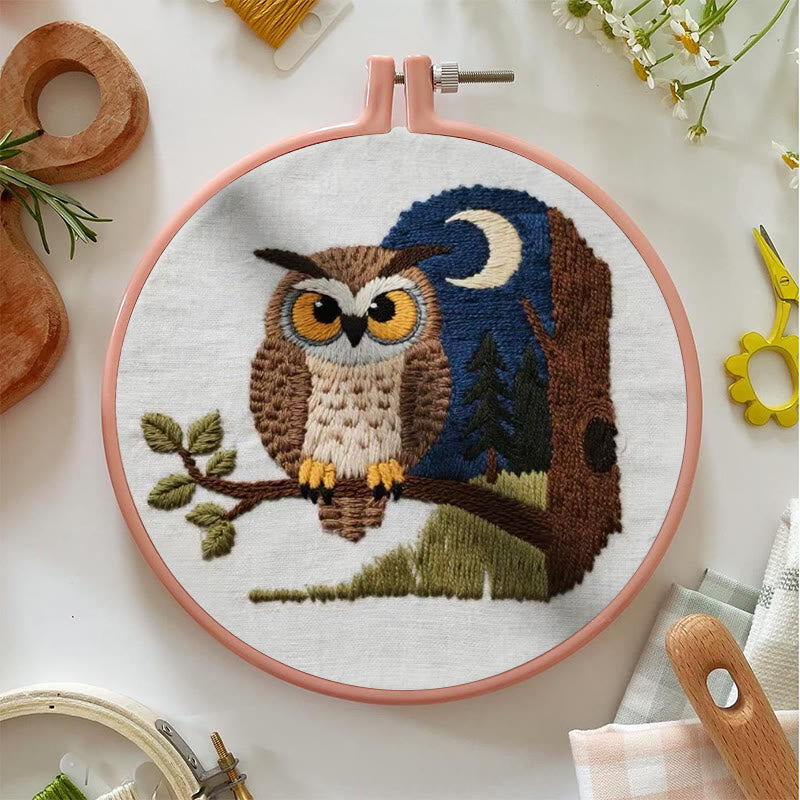 Rubbyoo Embroidery Kit - Moonlit Owl | Twilight Nature Art | Refined Home Showcase - image 3
