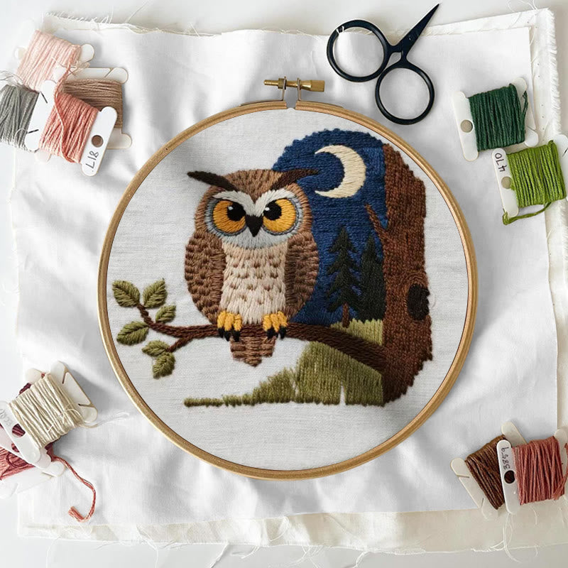 Rubbyoo Embroidery Kit - Moonlit Owl | Twilight Nature Art | Refined Home Showcase - image 4