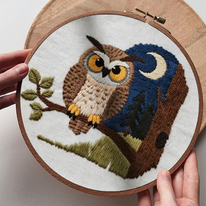 Rubbyoo Embroidery Kit - Moonlit Owl | Twilight Nature Art | Refined Home Showcase - image 7