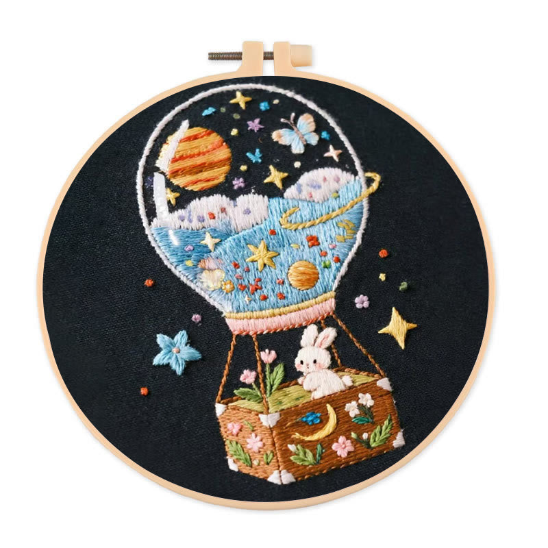Rubbyoo Embroidery Kit - Starry Balloon Journey | Dreamlike Stitch Artwork | Handmade Decorative Piece - 20*20cm - image 0