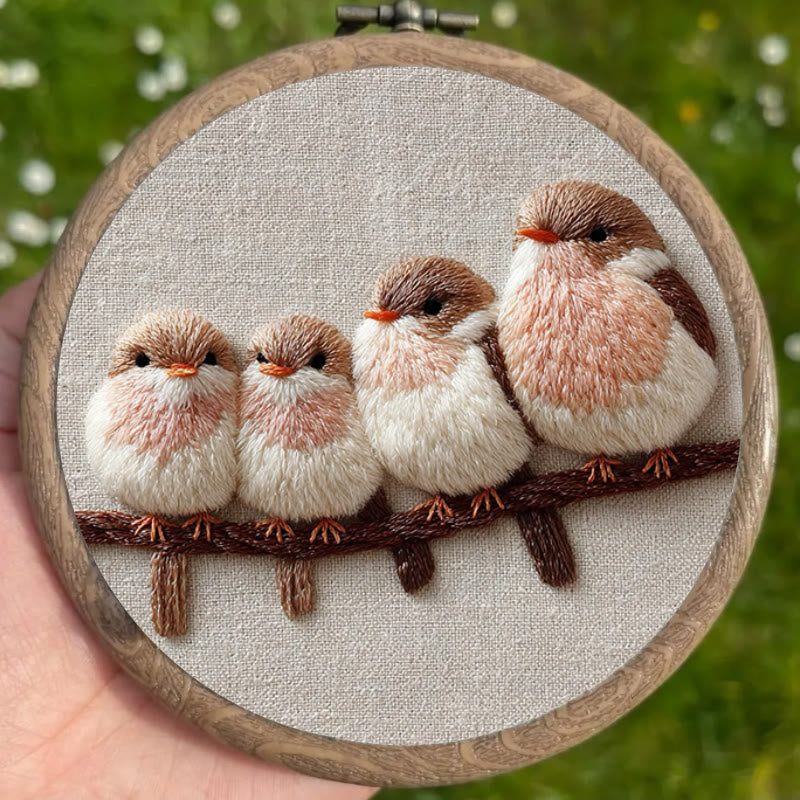 Rubbyoo Embroidery Kit - Four Little Birds | Gentle Thread Painting | Beginner-Friendly DIY - image 3