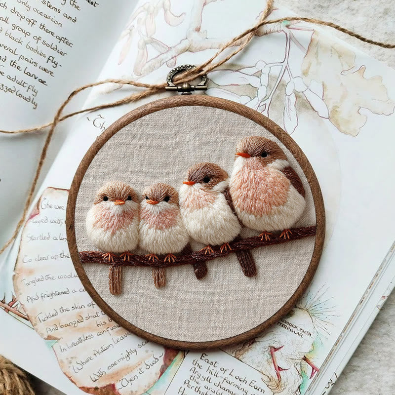 Rubbyoo Embroidery Kit - Four Little Birds | Gentle Thread Painting | Beginner-Friendly DIY - image 2