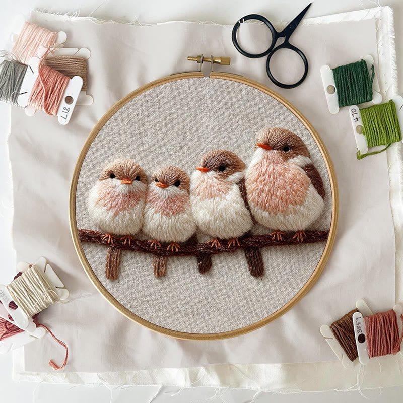 Rubbyoo Embroidery Kit - Four Little Birds | Gentle Thread Painting | Beginner-Friendly DIY - image 5