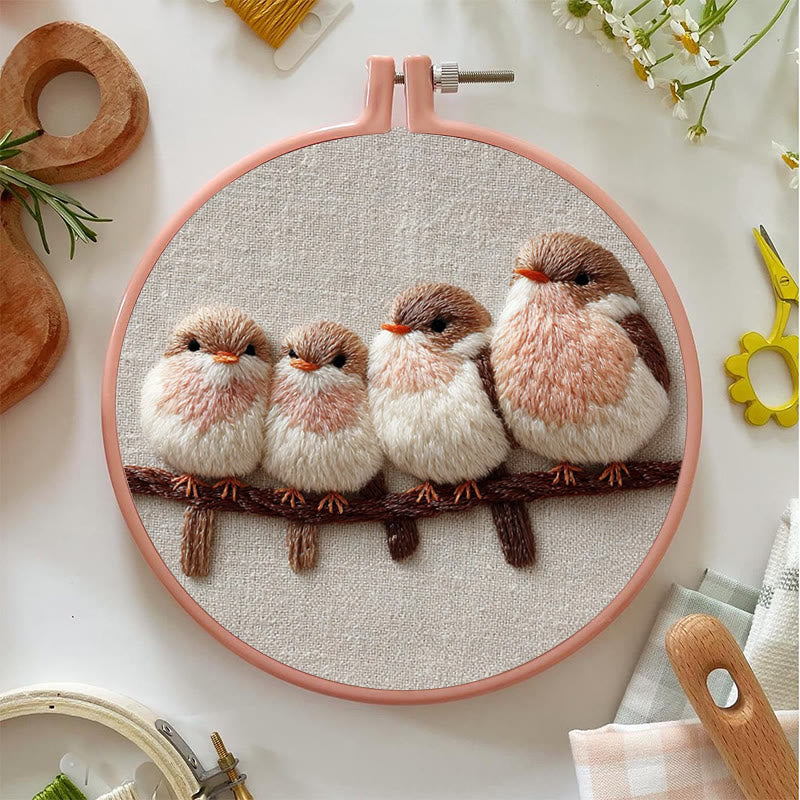 Rubbyoo Embroidery Kit - Four Little Birds | Gentle Thread Painting | Beginner-Friendly DIY - image 4