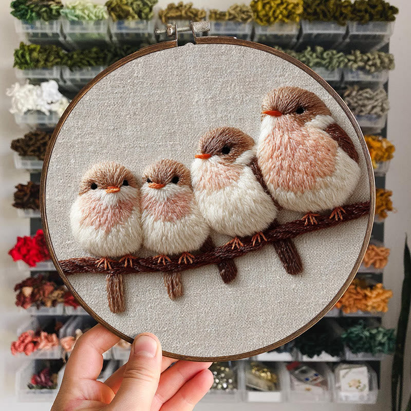Rubbyoo Embroidery Kit - Four Little Birds | Gentle Thread Painting | Beginner-Friendly DIY - image 8