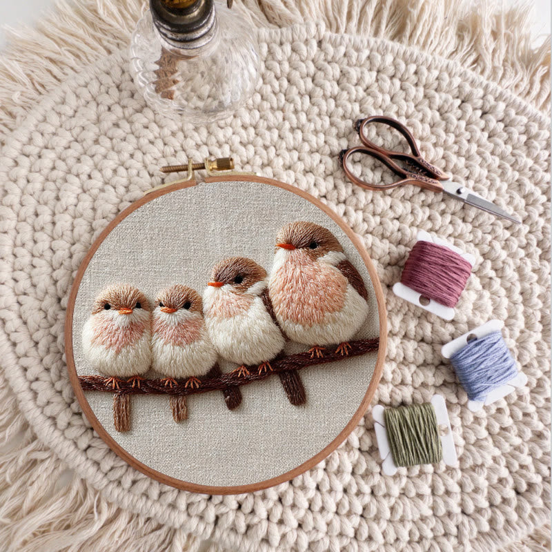 Rubbyoo Embroidery Kit - Four Little Birds | Gentle Thread Painting | Beginner-Friendly DIY - image 6