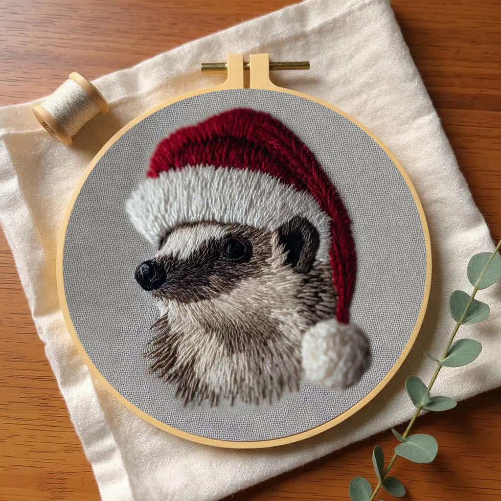 Rubbyoo Embroidery Kit - Holiday Hedgehog Design | Cozy Christmas Embroidery | Beginner Diy Project - image 3