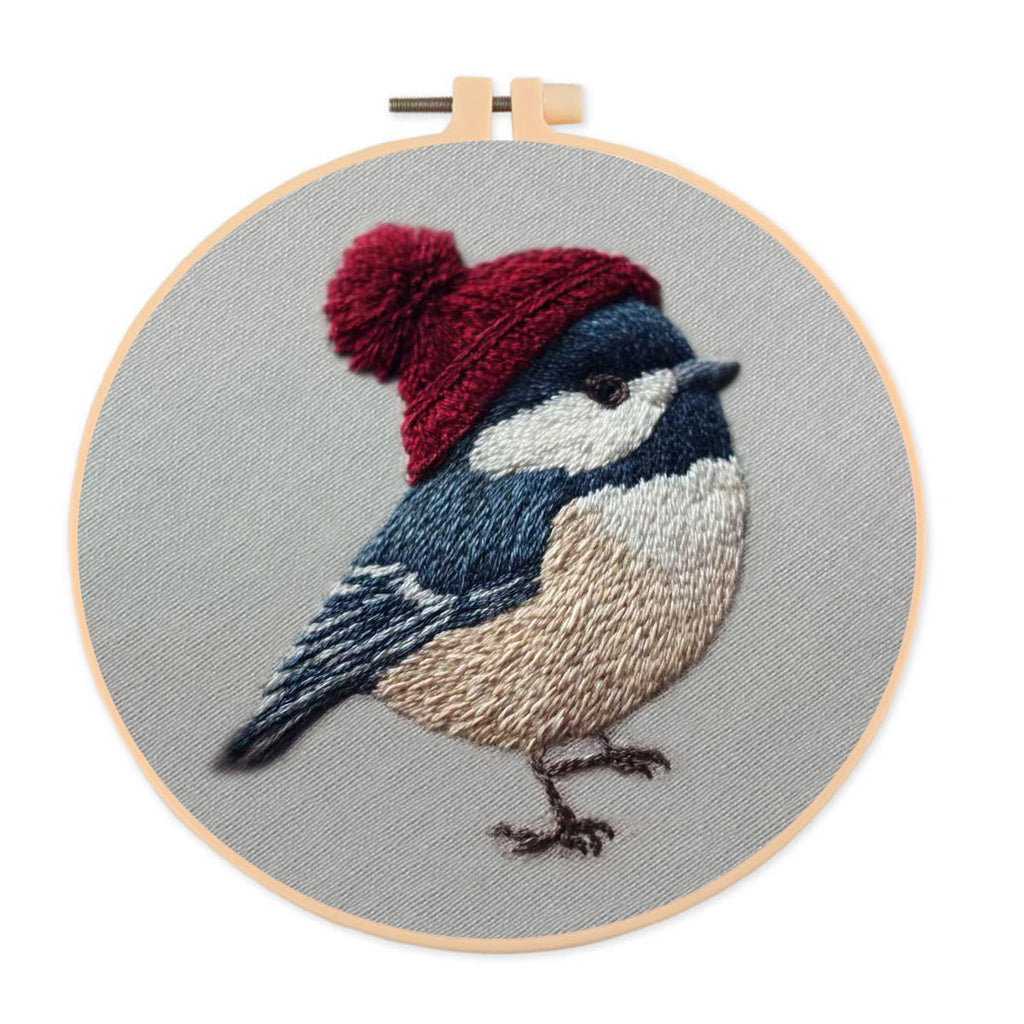 Rubbyoo Embroidery Kit - Festive Winter Bird | Cozy Seasonal Decor | Ideal Christmas Gift DIY - 20*20cm - image 0