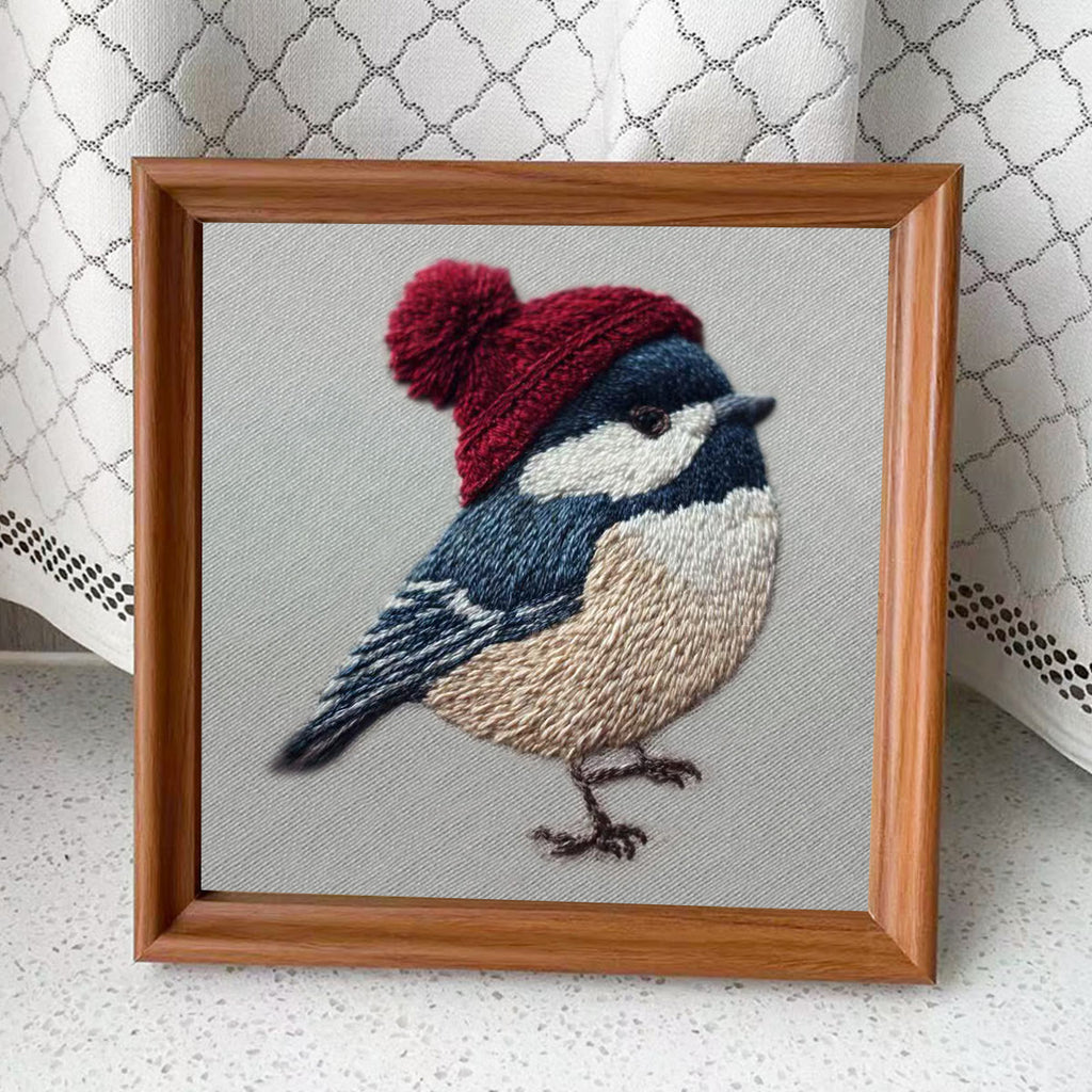 Rubbyoo Embroidery Kit - Festive Winter Bird | Cozy Seasonal Decor | Ideal Christmas Gift DIY - Embroidery Kit Plus An Extra Frame - image 1