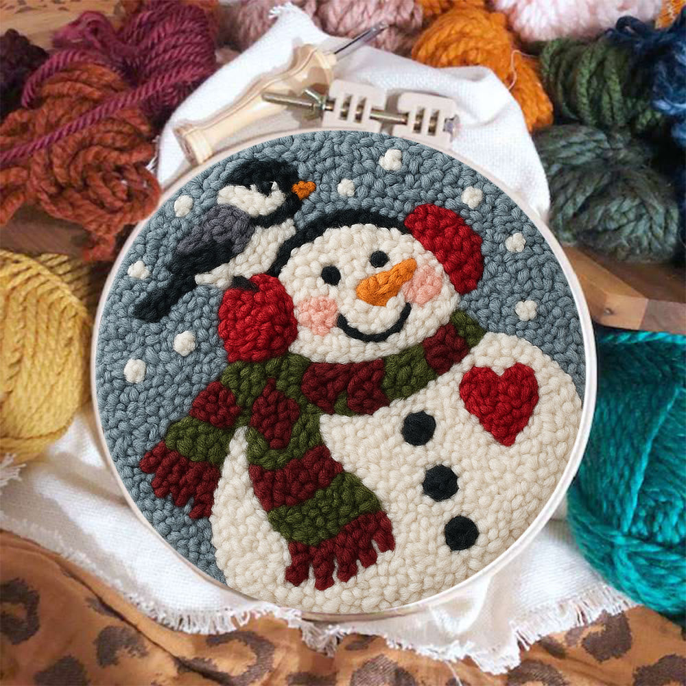 Smiling Snowman Punch Needle Kit – Creative Fiber Art | Cheerful Winter Accent - image 2