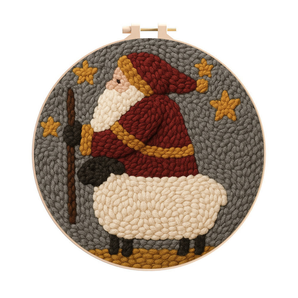 Christmas Santa Punch Needle Kit – Creative Holiday Craft | Heartfelt Gift - 8 inch Hoop Kit - image 0