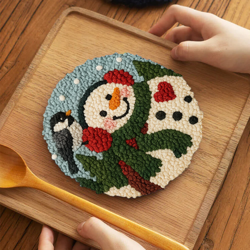 Snowfield Friend Punch Needle Kit – Textured Diy Art | Joyful Holiday Hanging - 5 inch Coaster Kit - image 4