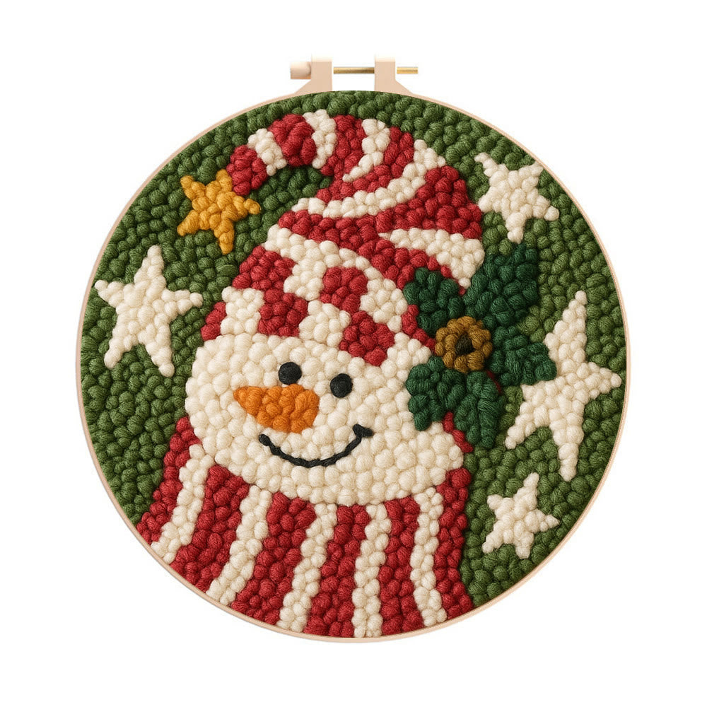 Merry Hat Punch Needle Kit – Beginner DIY Craft | Charming Holiday Wall Display - 8 inch Hoop Kit - image 0