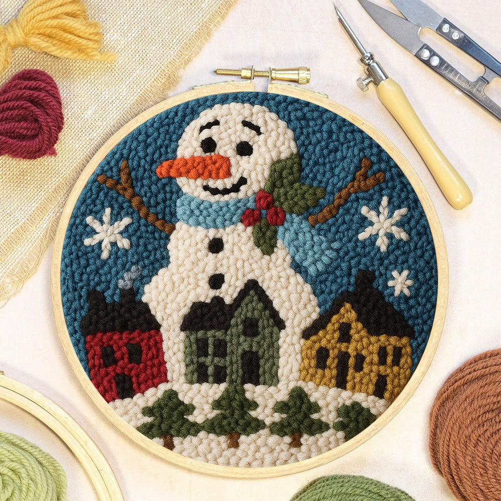 Village Snowman Punch Needle Kit – Beginner-Friendly Project | Charming Holiday Wall Piece - image 7
