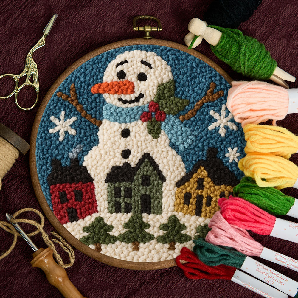 Village Snowman Punch Needle Kit – Beginner-Friendly Project | Charming Holiday Wall Piece - image 10