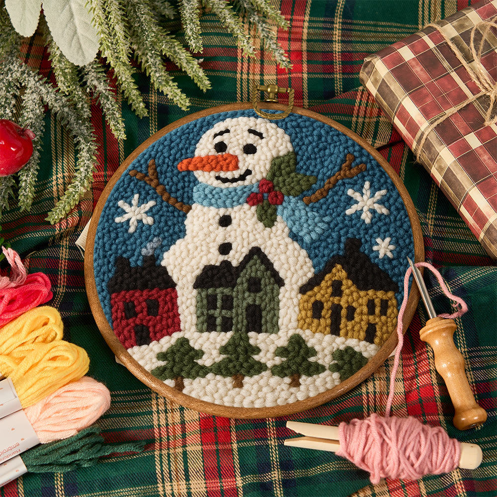 Village Snowman Punch Needle Kit – Beginner-Friendly Project | Charming Holiday Wall Piece - image 11