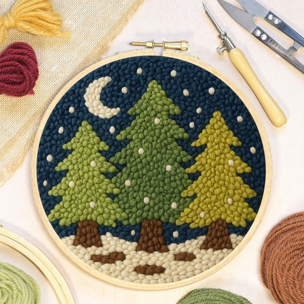 Nightfall Trees Punch Needle Kit – Starter Stitch Kit | Quiet Winter Wall Art - image 5