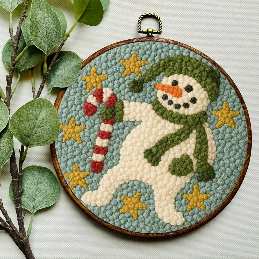 Whimsical Snowman Punch Needle Kit – Fun Holiday DIY Stitch Project | Playful Winter Decor - image 6