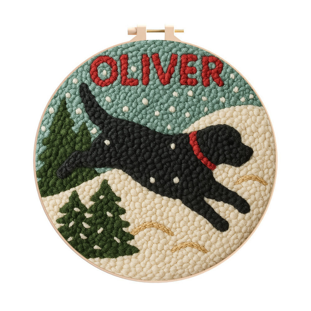 Winter Dog Punch Needle Kit – Cozy Seasonal Diy | Thoughtful Holiday Gift - 8 inch Hoop Kit - image 0