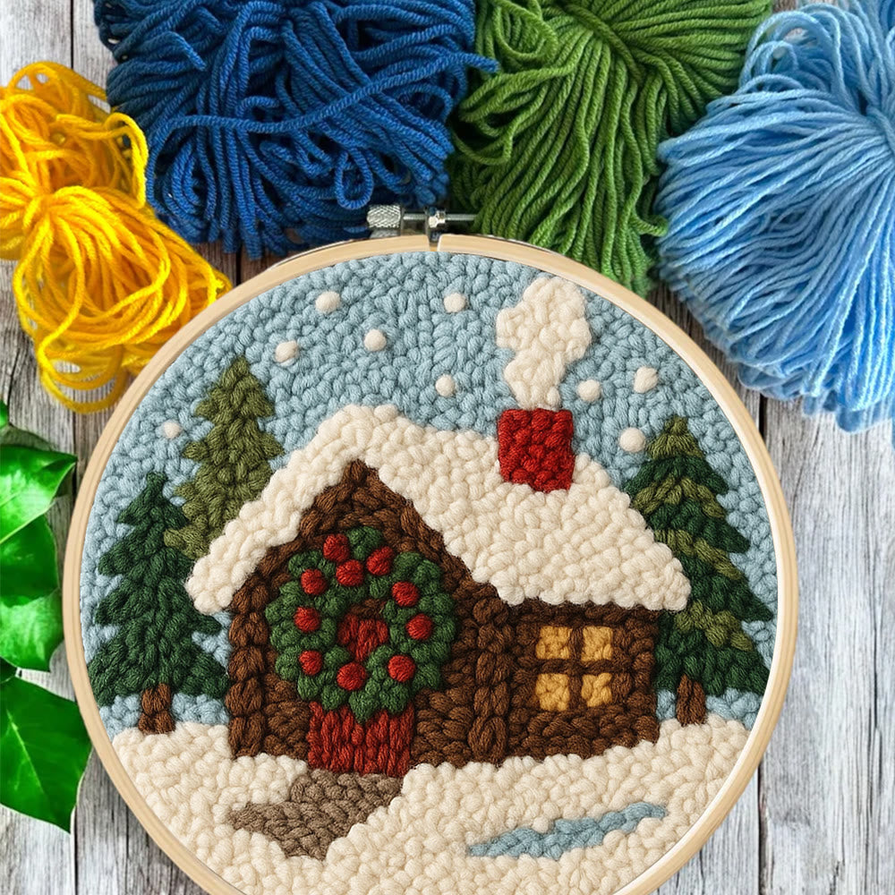 Snowy Cabin Punch Needle Kit – Beginner Winter Project | Handmade Holiday Idea - image 5