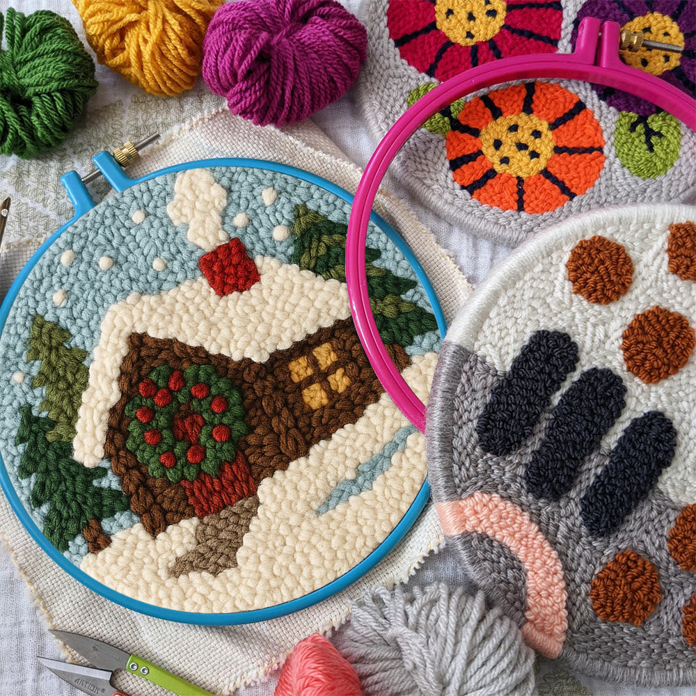 Snowy Cabin Punch Needle Kit – Beginner Winter Project | Handmade Holiday Idea - image 9