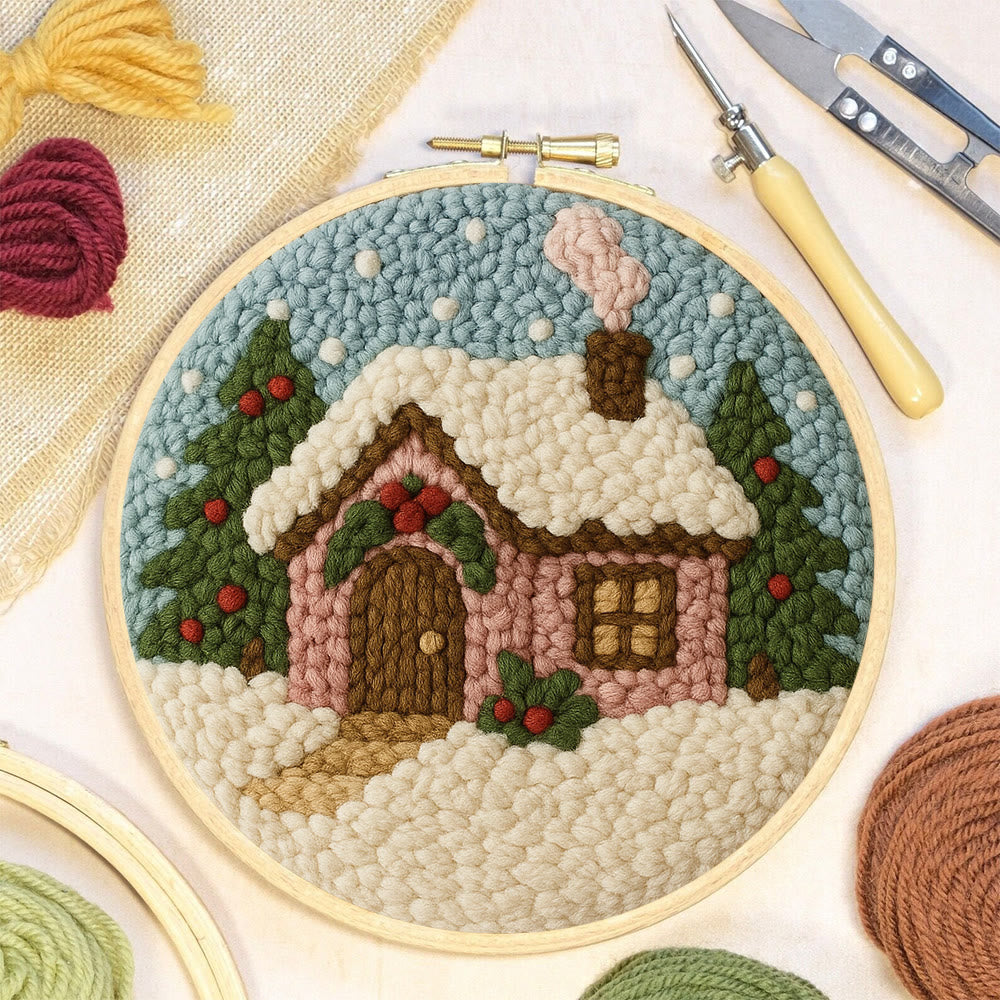 Cozy Pastel Punch Needle Kit – Beginner Snowy Cottage Stitching | Relaxing DIY Craft Experience - image 6