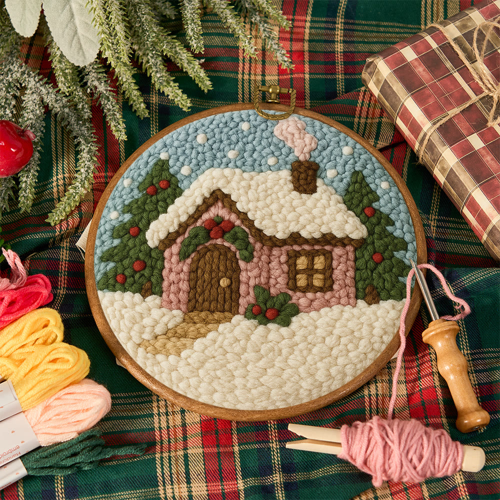 Cozy Pastel Punch Needle Kit – Beginner Snowy Cottage Stitching | Relaxing DIY Craft Experience - image 11