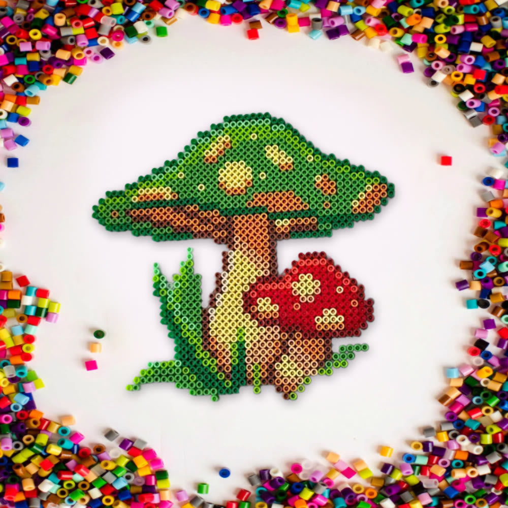 Rubbyoo Perler Beads Kit - Green Mushroom |  Diy Forest Pixel Art | Easy Handmade Craft For Kids - image 4