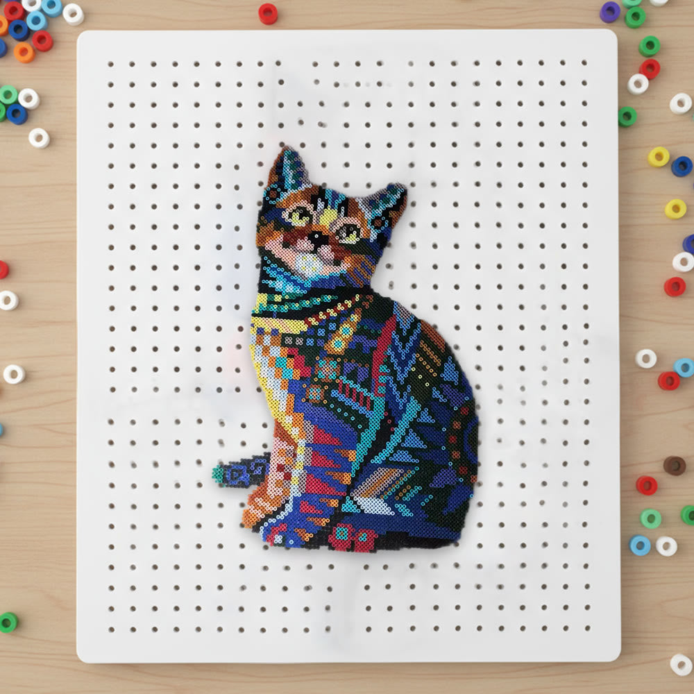 Rubbyoo Perler Beads Kit - Mandala Cat | Perfect Gifts For Cat Lovers | Adorable Animal Art - 2.6 mm - Perler Beads Kit + Tool Kit - image 0
