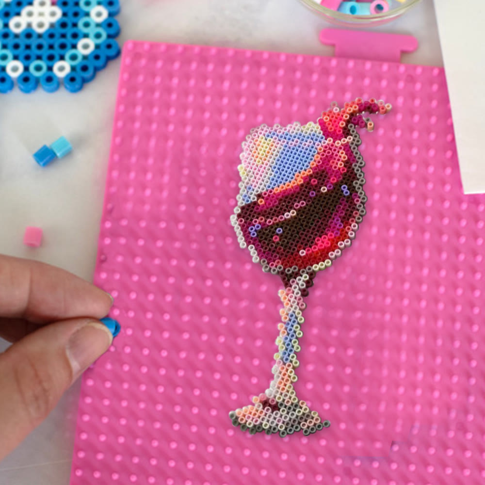 Rubbyoo Perler Beads Kit - Red Wine Glass | Personalized Hanging Decoration | Handmade Bead Art - image 5