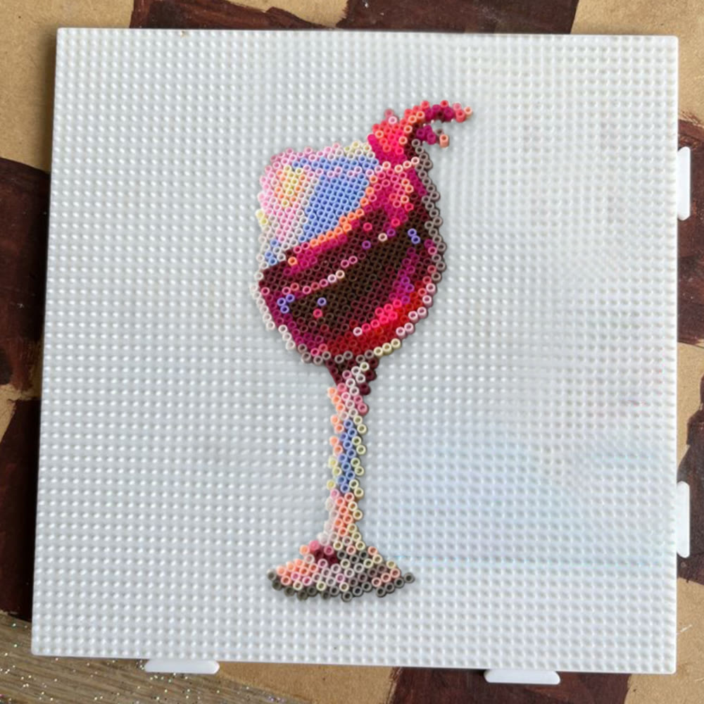 Rubbyoo Perler Beads Kit - Red Wine Glass | Personalized Hanging Decoration | Handmade Bead Art - image 3