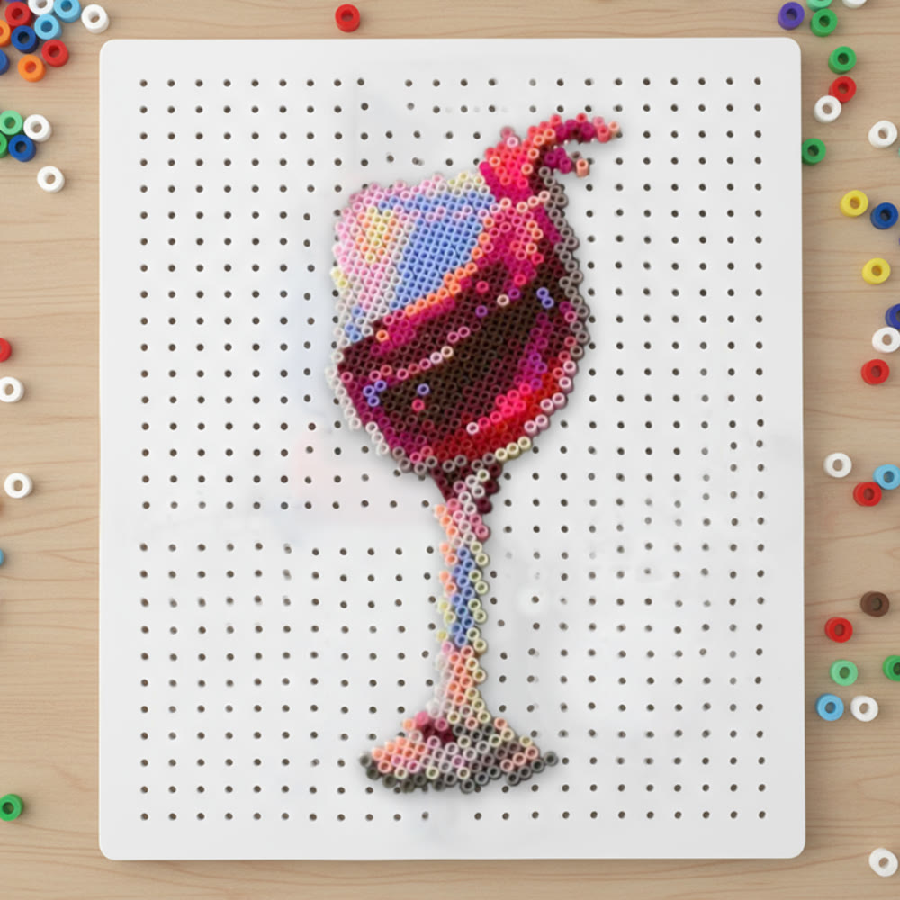 Rubbyoo Perler Beads Kit - Red Wine Glass | Personalized Hanging Decoration | Handmade Bead Art - 2.6 mm - Perler Beads Kit + Tool Kit - image 0