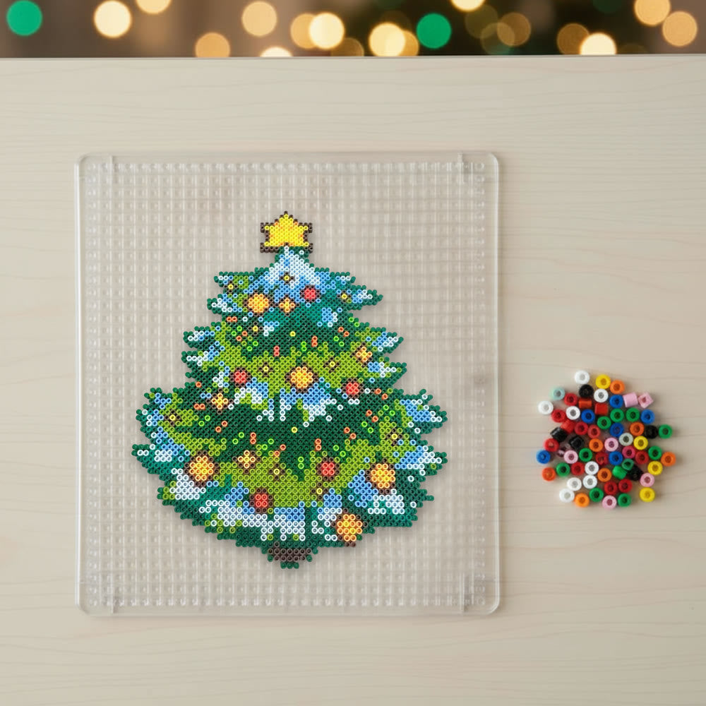 Rubbyoo Perler Beads Kit - Shiny Christmas Tree | Simple Handmade Craft | Holiday Celebration Art  - image 1