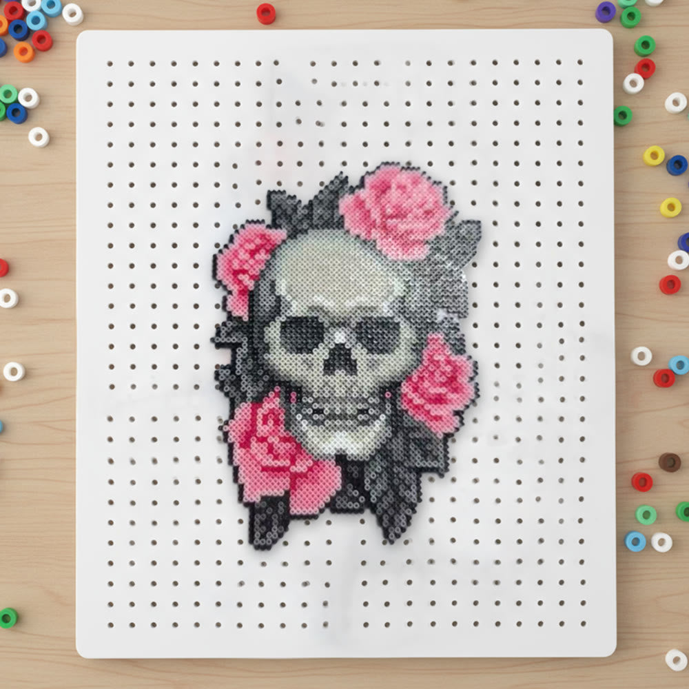 Rubbyoo Perler Beads Kit - Floral Skull | Spooky Pixel Art | Nice Diy Birthday Gifts - image 2