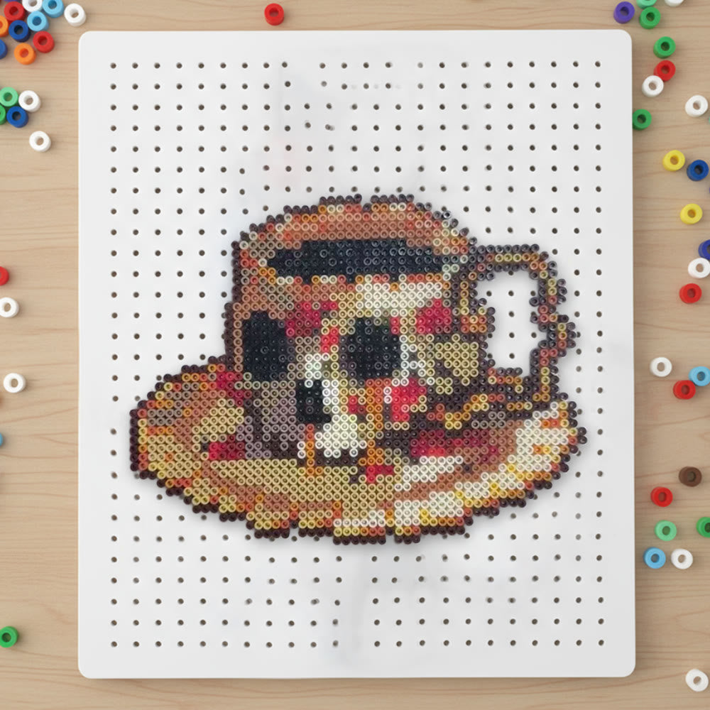 Rubbyoo Perler Beads Kit - Coffee Skull | Unique Pixel Coaster | Diy Desk Decoration - 2.6 mm - Perler Beads Kit + Tool Kit - image 0