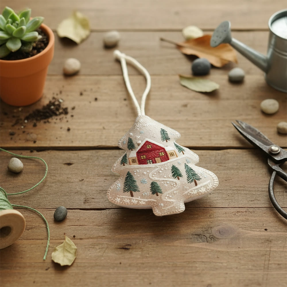 Rubbyoo Tree-shaped Embroidery Kit - Snowy House | Diy Christmas Gift | Perfect Home Decor - image 8