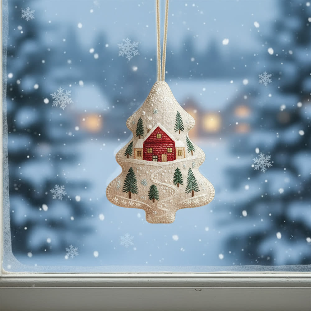 Rubbyoo Tree-shaped Embroidery Kit - Snowy House | Diy Christmas Gift | Perfect Home Decor - image 1