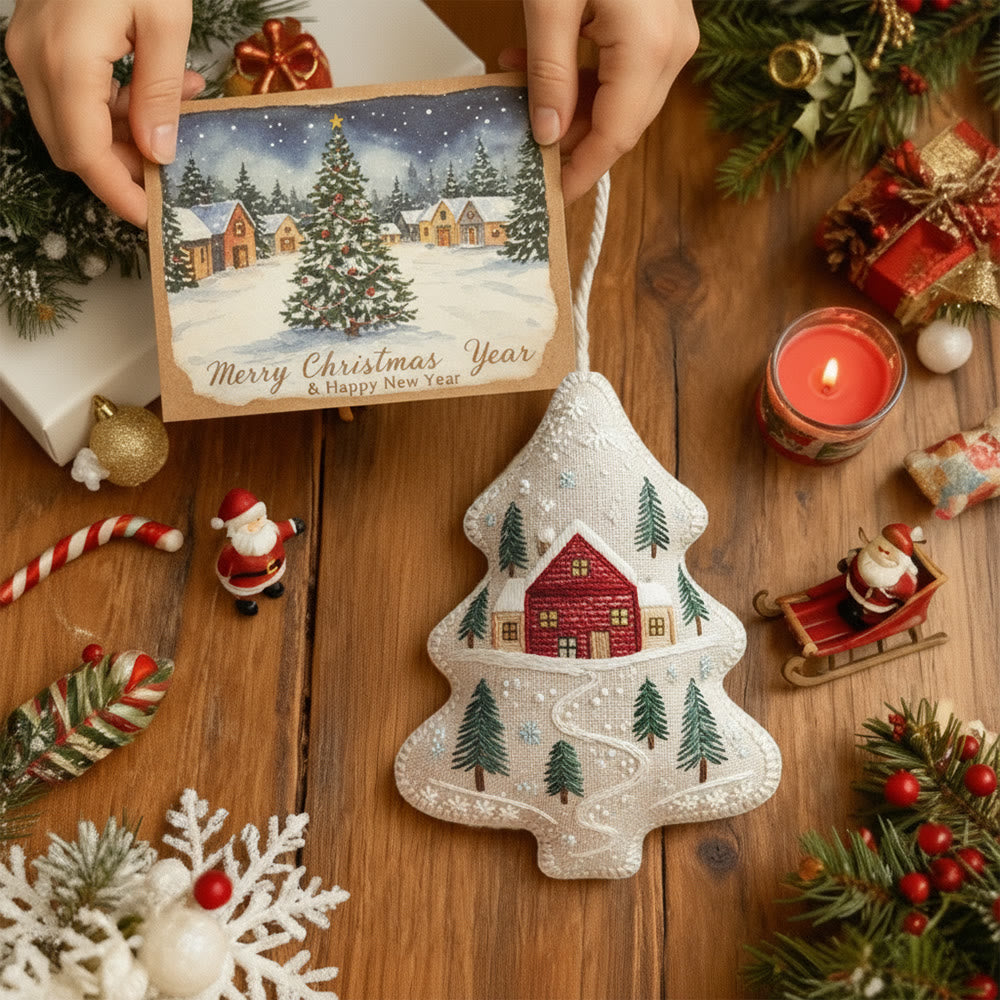 Rubbyoo Tree-shaped Embroidery Kit - Snowy House | Diy Christmas Gift | Perfect Home Decor - image 6