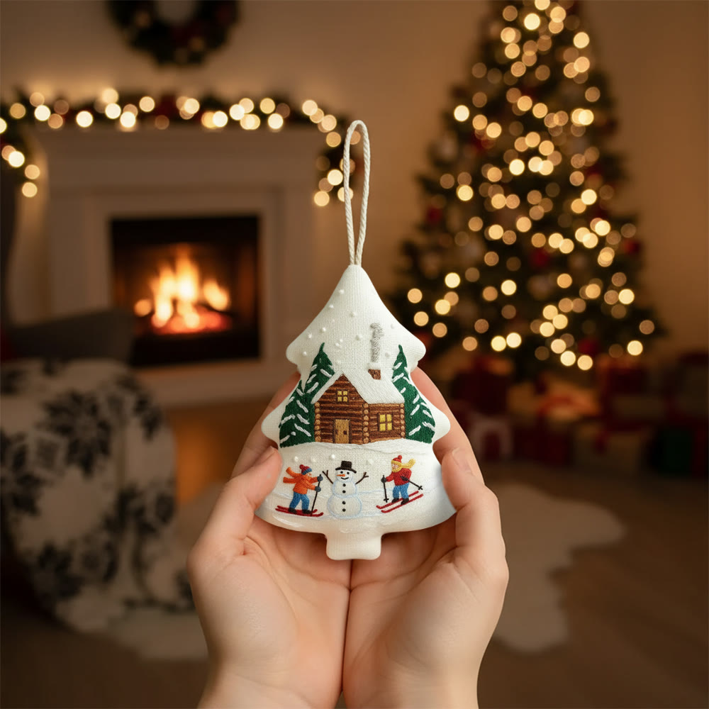 Rubbyoo Tree-shaped Embroidery Kit - Winter Skiing | Winter Handmade Craft | Nice Christmas Tree Hanging  - image 1