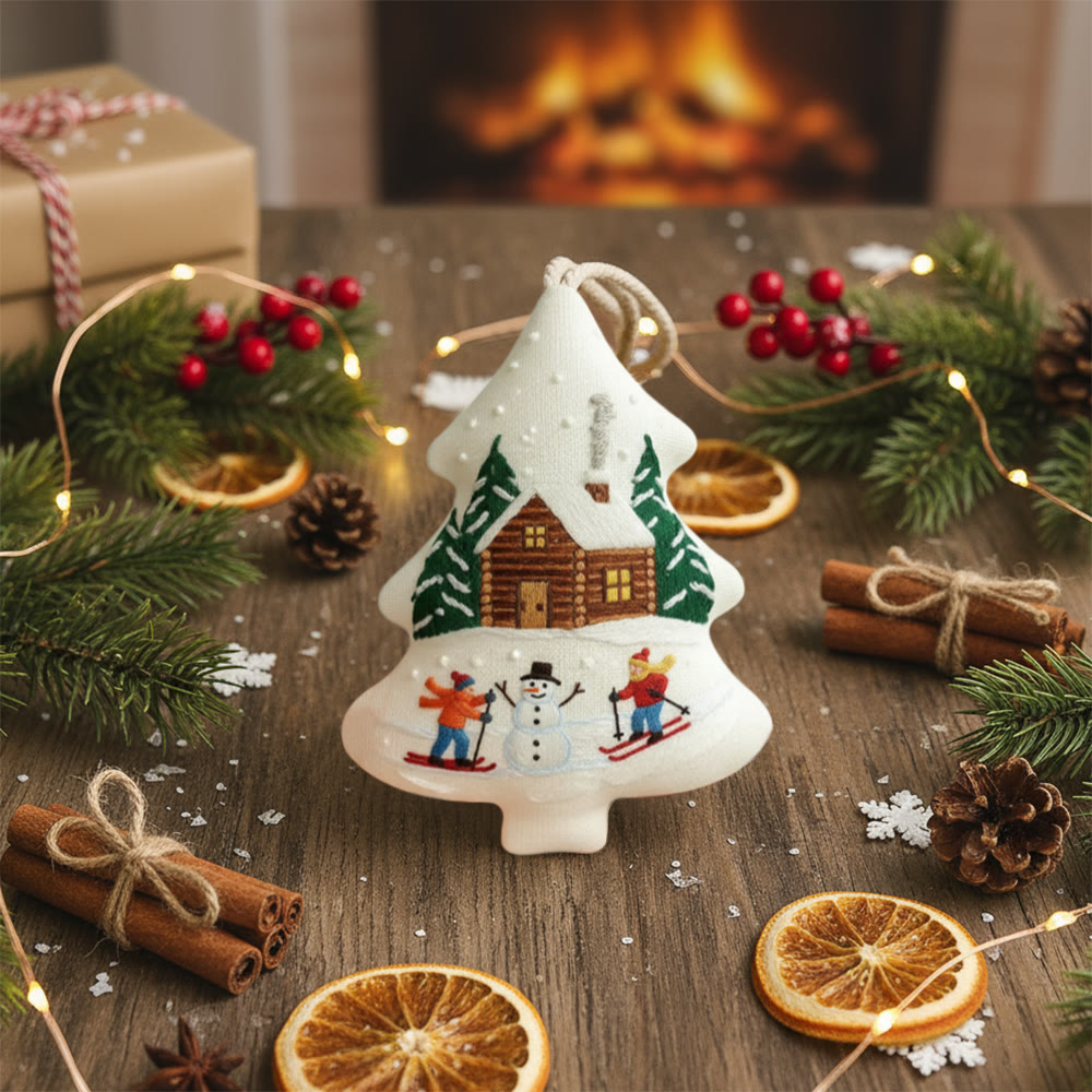 Rubbyoo Tree-shaped Embroidery Kit - Winter Skiing | Winter Handmade Craft | Nice Christmas Tree Hanging  - image 3