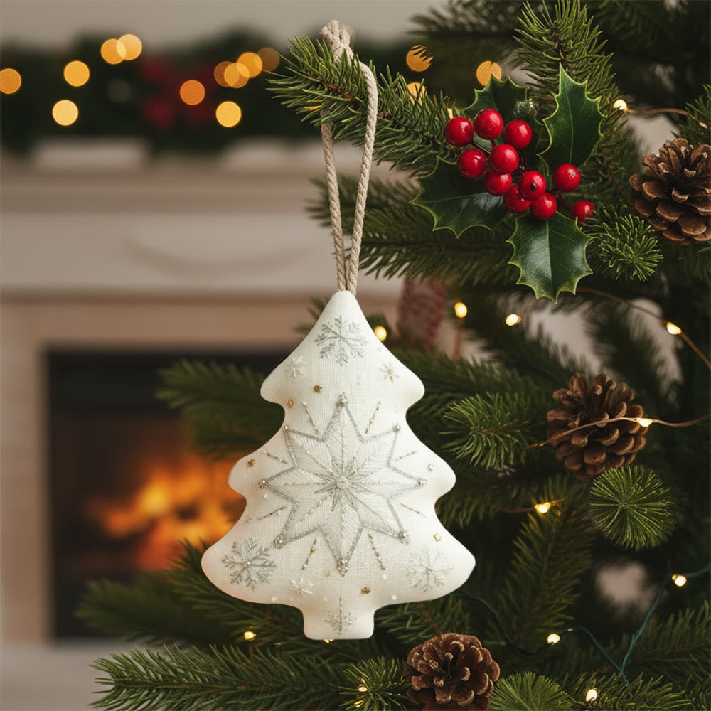 Rubbyoo Tree-shaped Embroidery Kit - Snowflake | Christmas Wall Decoration | Diy Winter Art - 6 inches hoop kit - image 0