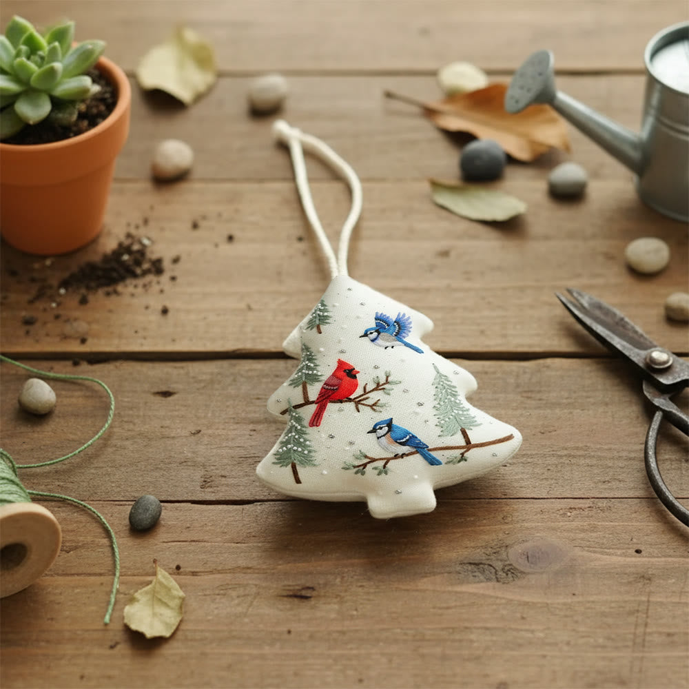 Rubbyoo Tree-shaped Embroidery Kit - Christmas Bird | Unique Animal Craft | Nice Gift For Bird Lovers - image 5