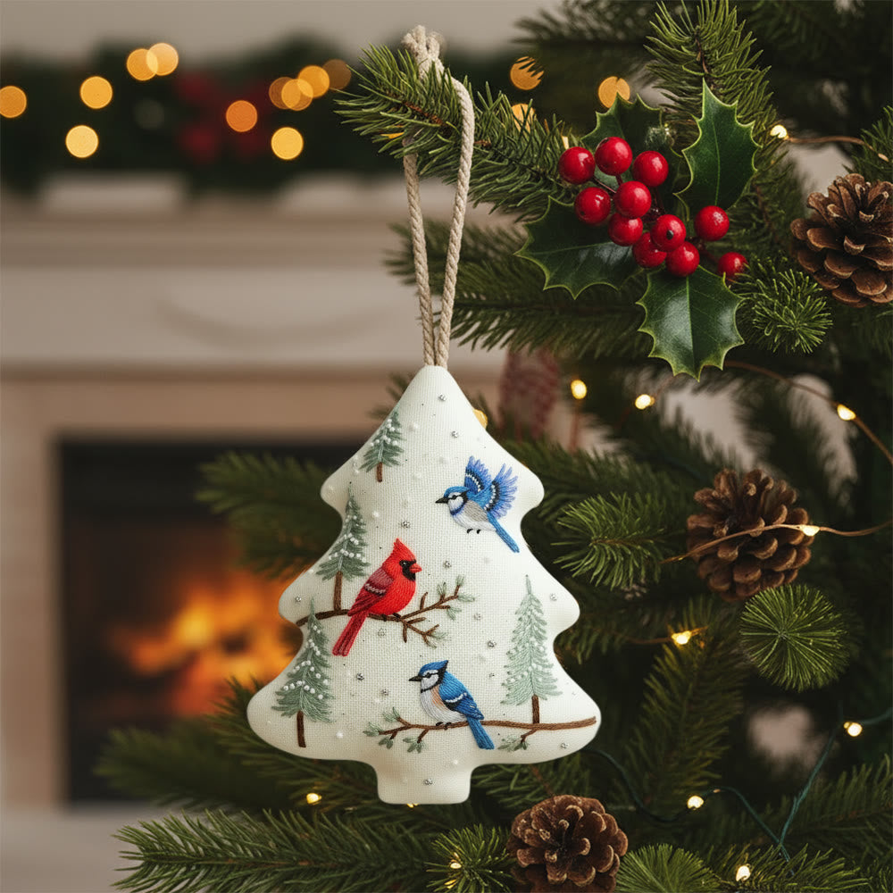 Rubbyoo Tree-shaped Embroidery Kit - Christmas Bird | Unique Animal Craft | Nice Gift For Bird Lovers - 6 inches hoop kit - image 0