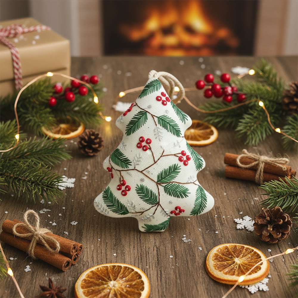 Rubbyoo Tree-shaped Embroidery Kit - Christmas Holly | Holiday Home Decoration | Diy Stitch Craft  - image 3