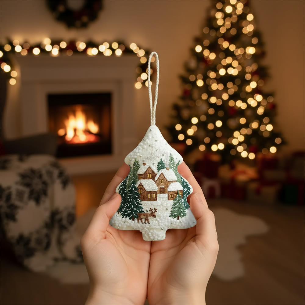 Rubbyoo Tree-shaped Embroidery Kit - Happy Town | Holiday Stitch Art |  Diy Christmas Gift - image 2