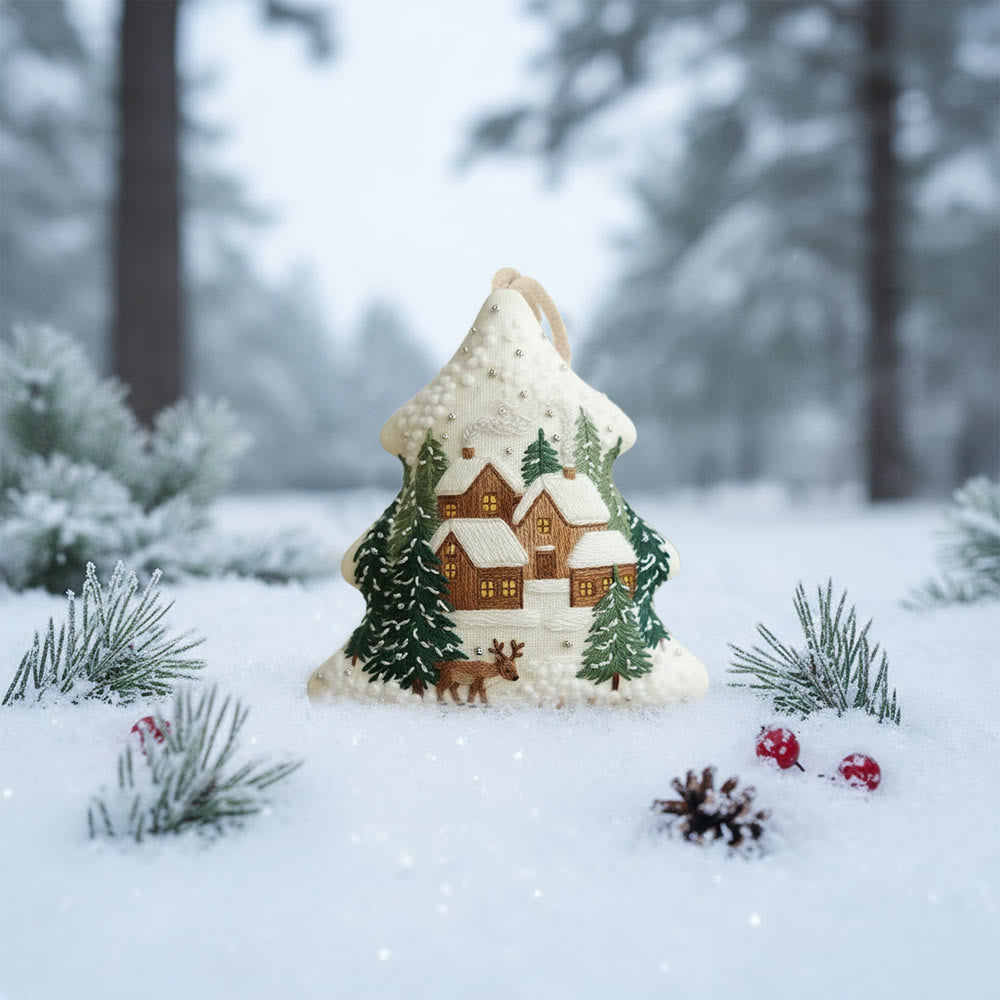 Rubbyoo Tree-shaped Embroidery Kit - Happy Town | Holiday Stitch Art |  Diy Christmas Gift - image 9