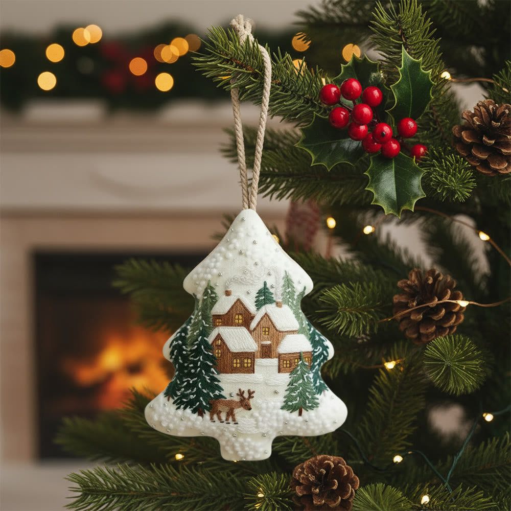 Rubbyoo Tree-shaped Embroidery Kit - Happy Town | Holiday Stitch Art |  Diy Christmas Gift - 6 inches hoop kit - image 0